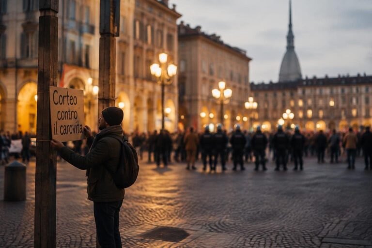 Dimostrazione a Torino contro riarmo e carovita: 22 denunce e 421 identificati