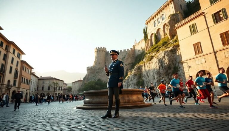 Contrasto tra ufficiale asburgico e runner al Garda Trentino Trail