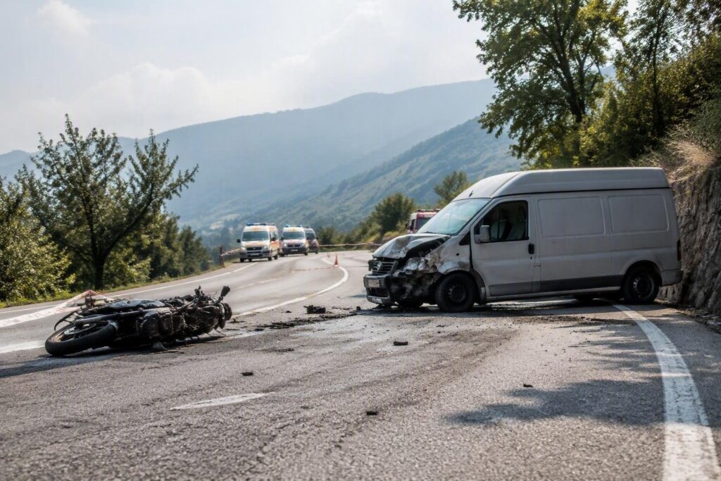 Incidente tra moto e furgone a Tenna: soccorsi e viabilità bloccata