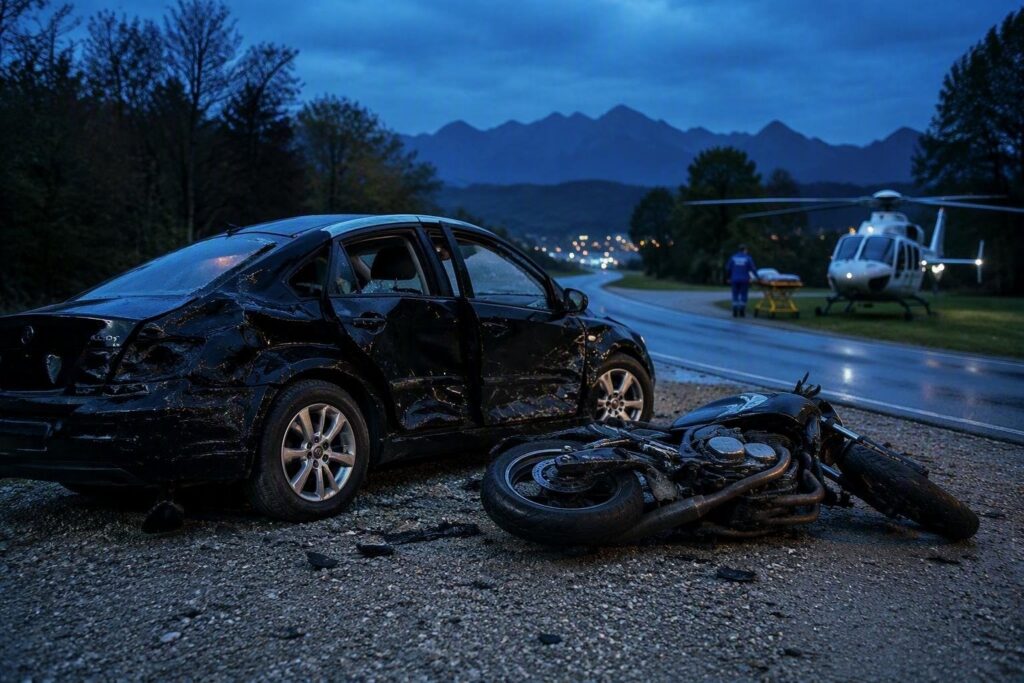 Incidente stradale a Storo: due tedeschi feriti in scontro auto-moto