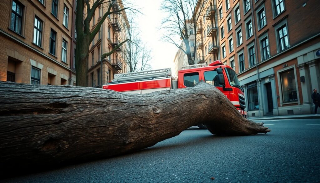 Intervento dei vigili del fuoco per un albero crollato in via del Veltro a Trieste