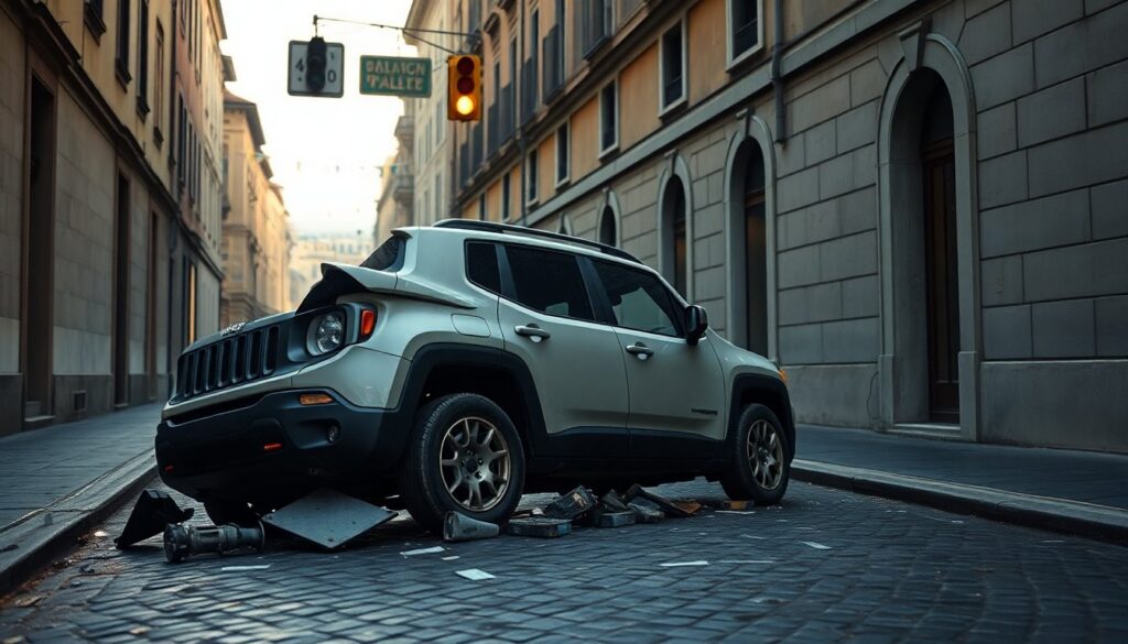 Jeep Renegade si schianta in via Frattina a Pravisdomini: conducente fugge