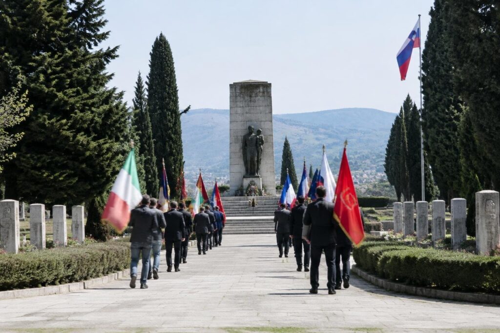 Bandiera della Slovenia socialista al memoriale: reazioni e cerimonie officiali