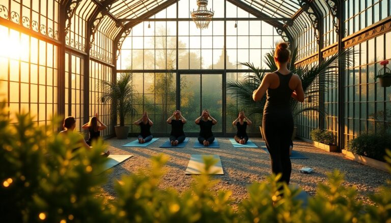 Praticare yoga all'aperto nei giardini storici