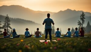 Lezioni di yoga per bambini a Monte Bondone in mezzo alla natura