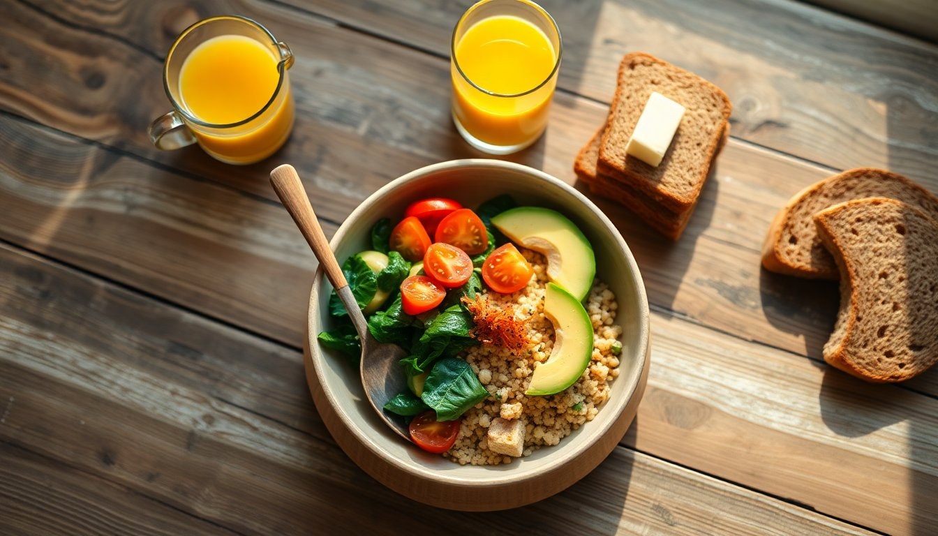 Piano di 7 colazioni per massa: porzioni, timing e opzioni vegetariane