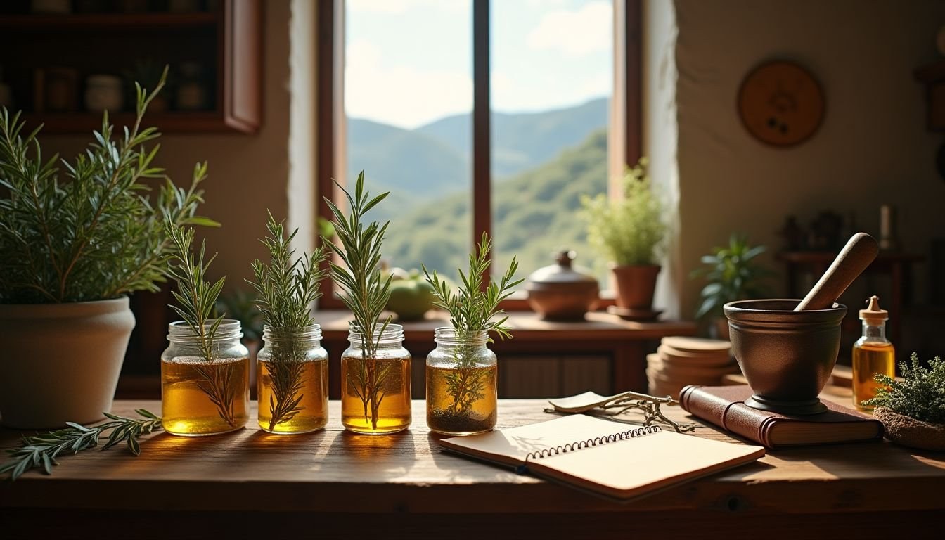 Laboratorio di erboristeria tradizionale nella campagna siciliana