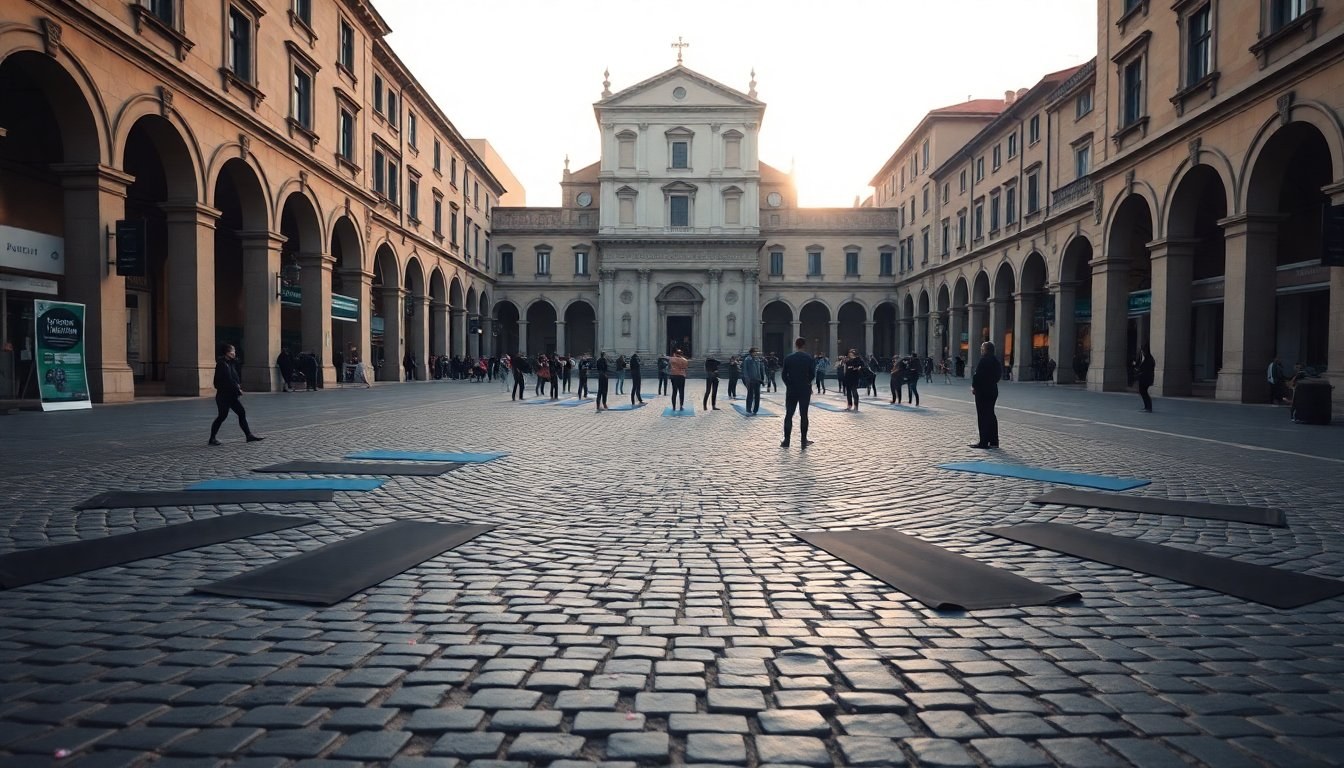 Lezione di yoga accessibile in piazza Santa Maria per creare comunità