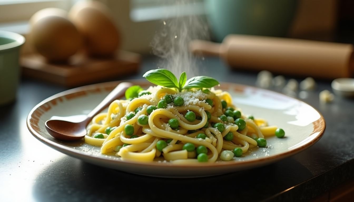 Ricetta facile e veloce: maccheroncini con crema di piselli per bambini 1-3 anni