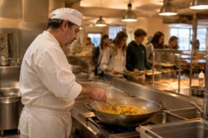 Mense di Pordenone senza suino, pollo al curry e cous cous per una cucina multietnica
