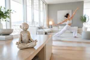 Scimmia yoga in resina: decorazione retrò e meditativa di Atmosphera