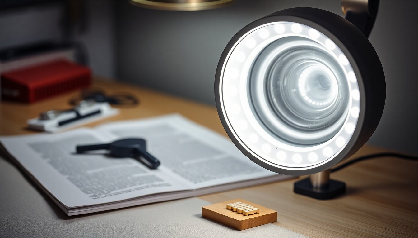 lampada con lente 127 mm e 60 led per lettura e lavori di precisione