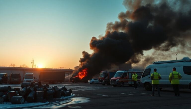 Vasto rogo a Fossò, fusto di batterie incendiato: intervento di vigili del fuoco e rilievi Arpav