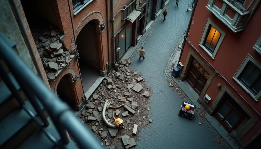 Crollo di balcone in centro storico: come operano i soccorsi