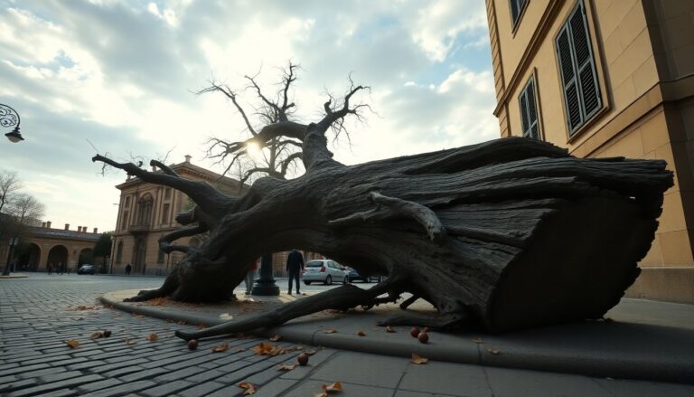 Vento forte a Chioggia: albero crolla su via dei Granatieri di Sardegna a Borgo San Giovanni
