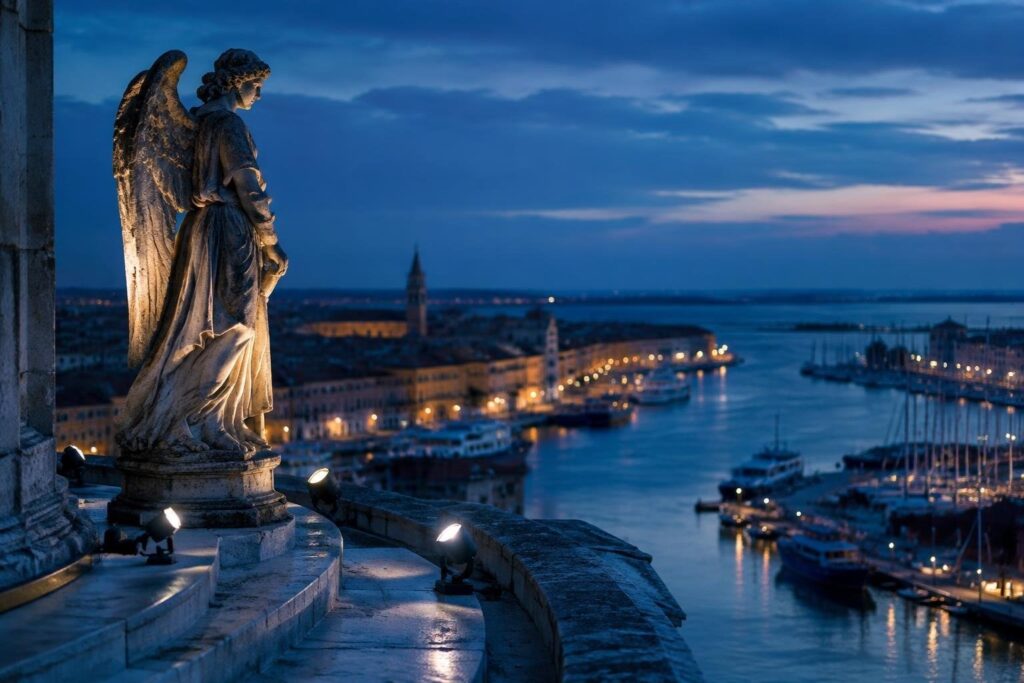 Illuminazione dell’angelo segnavento: nuove luci sul campanile di Chioggia