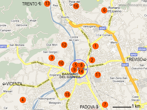 Mappa Ristoranti Bassano