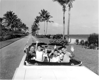 driving tourist family