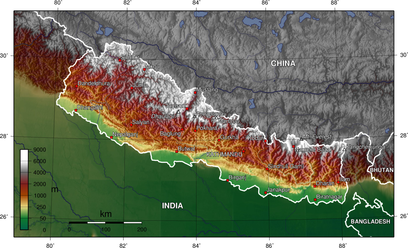 Nepal topo en