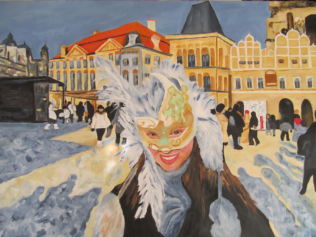 dipinto quadro carnevale a praga 245 LARGE