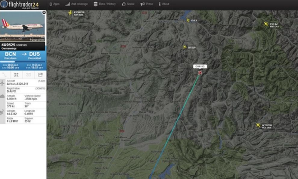Immagini caduta airbus320 Germanwings Barcellona Dusseldorf