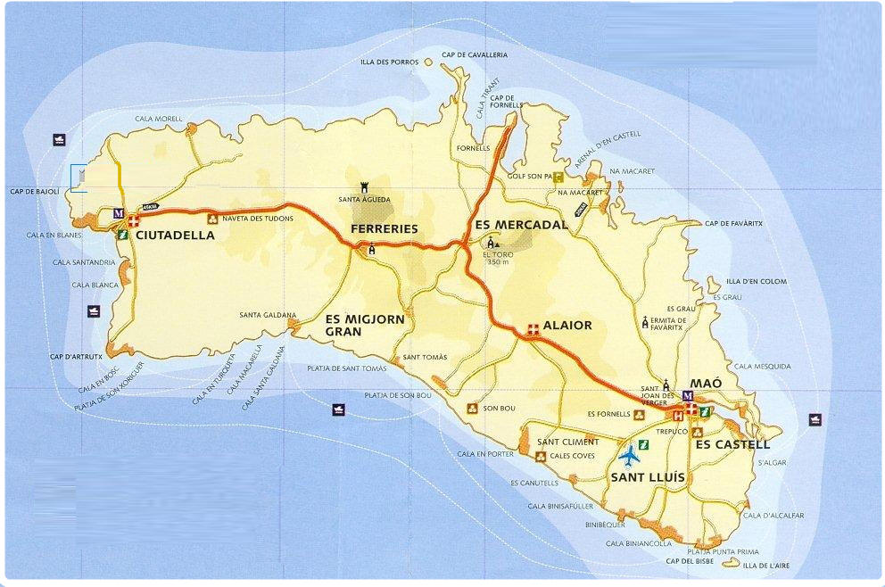 mappa minorca cartina