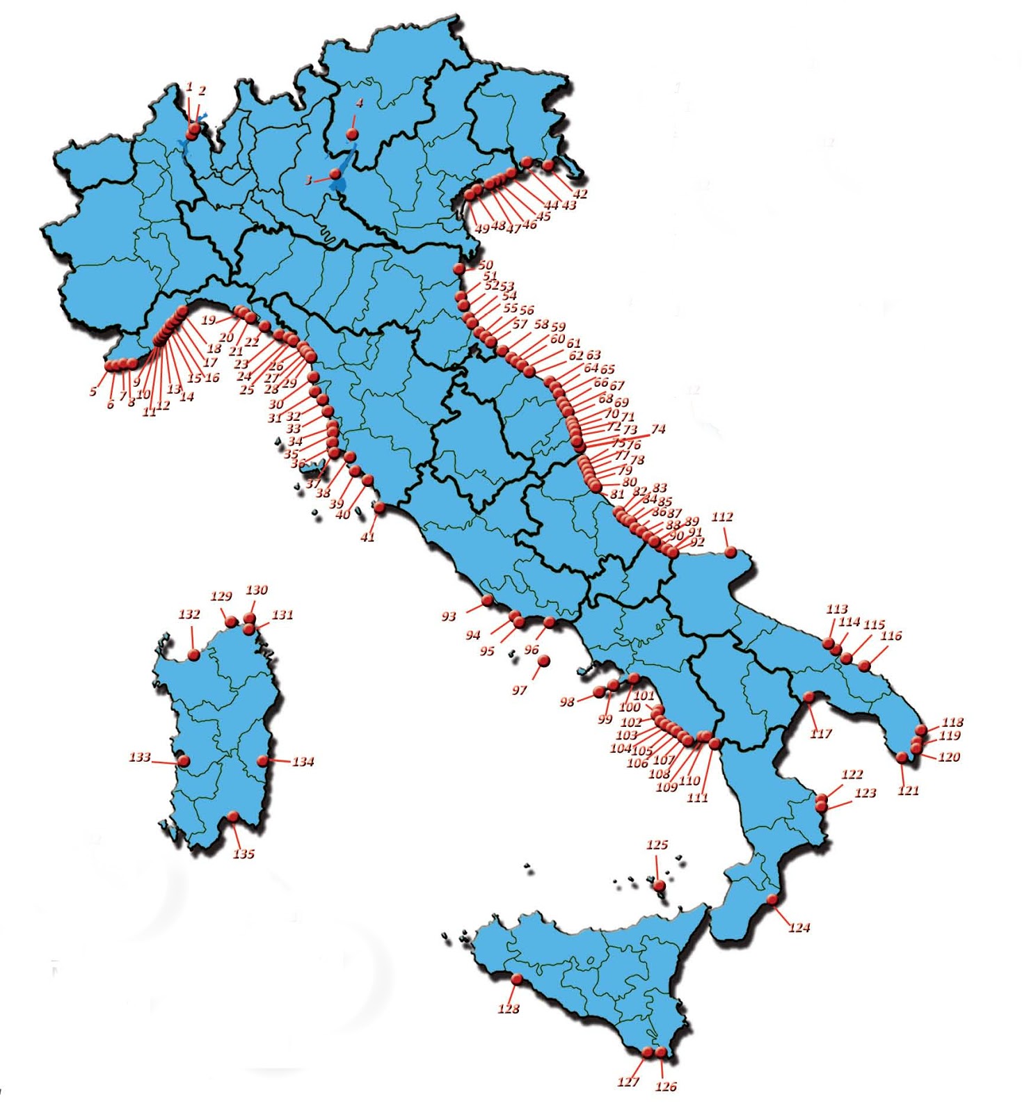 Cartina Bandiere Blu Fee