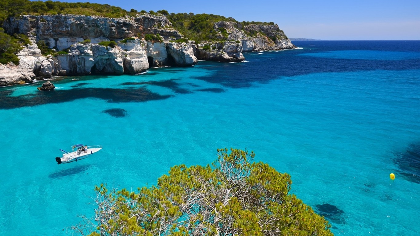 balearic islands spain archipelago cliffs crystalline 1366x768 63170
