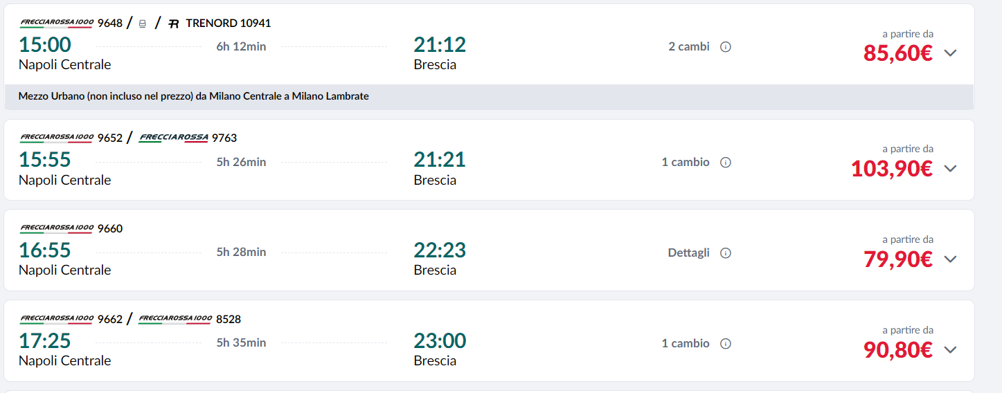 come prenotare biglietti per frecciarossa