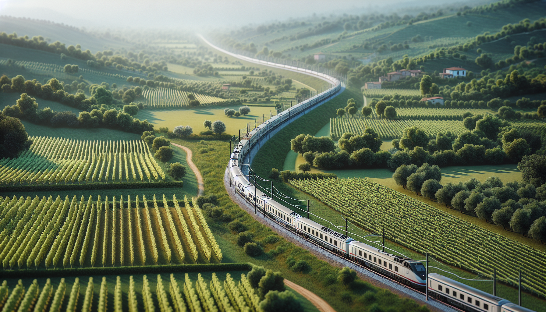 Treno regionale che attraversa paesaggi italiani