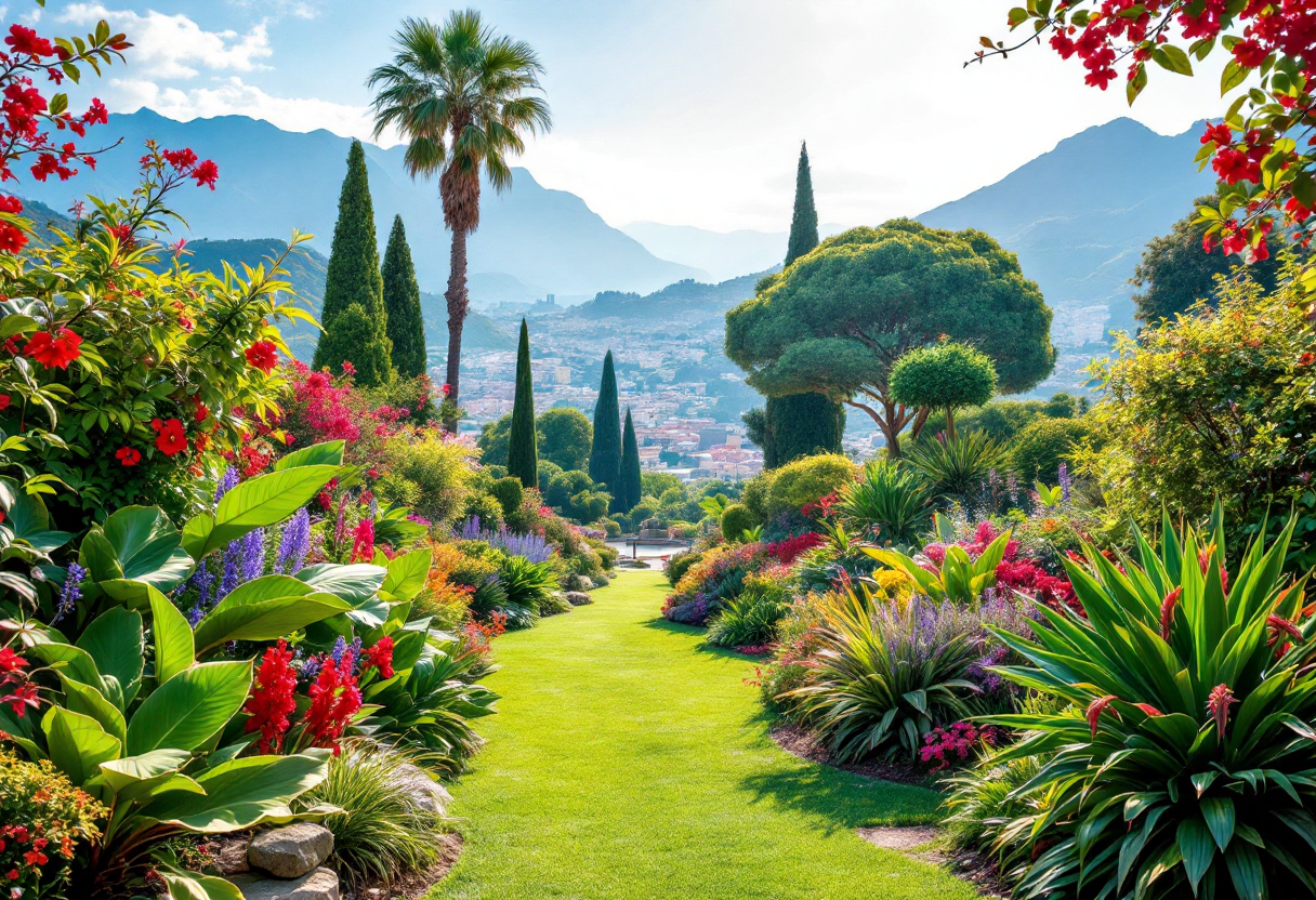 Vista panoramica dei giardini Hanbury in Liguria