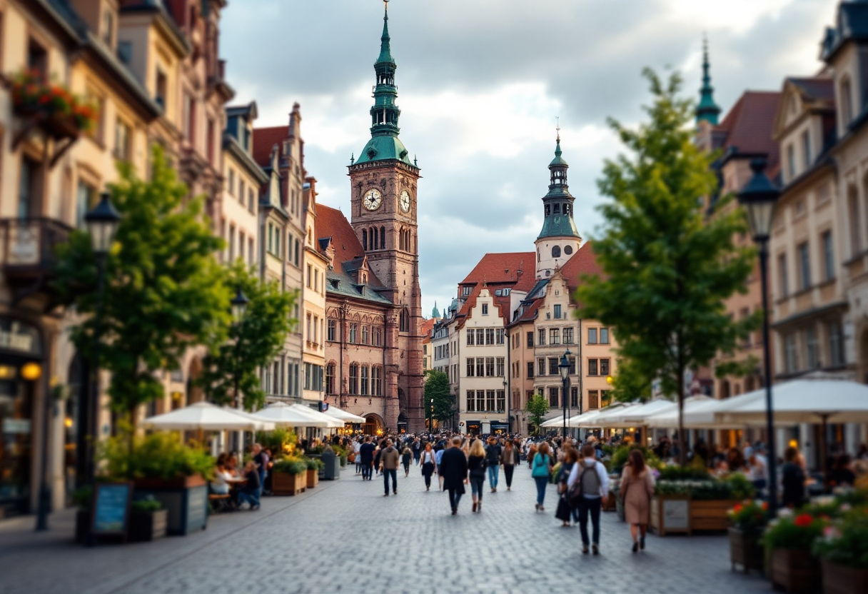 Vista panoramica della Marktplatz di Stoccarda