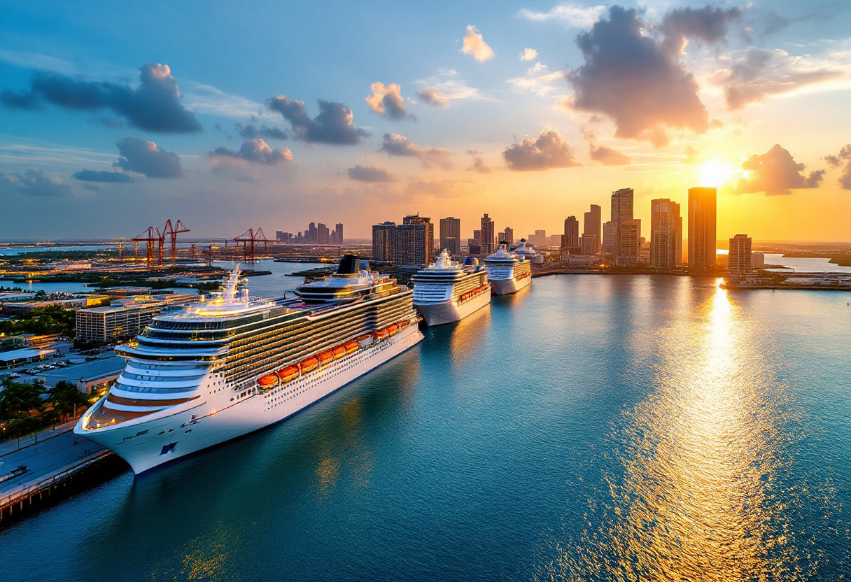 PortMiami con navi da crociera moderne e sostenibili
