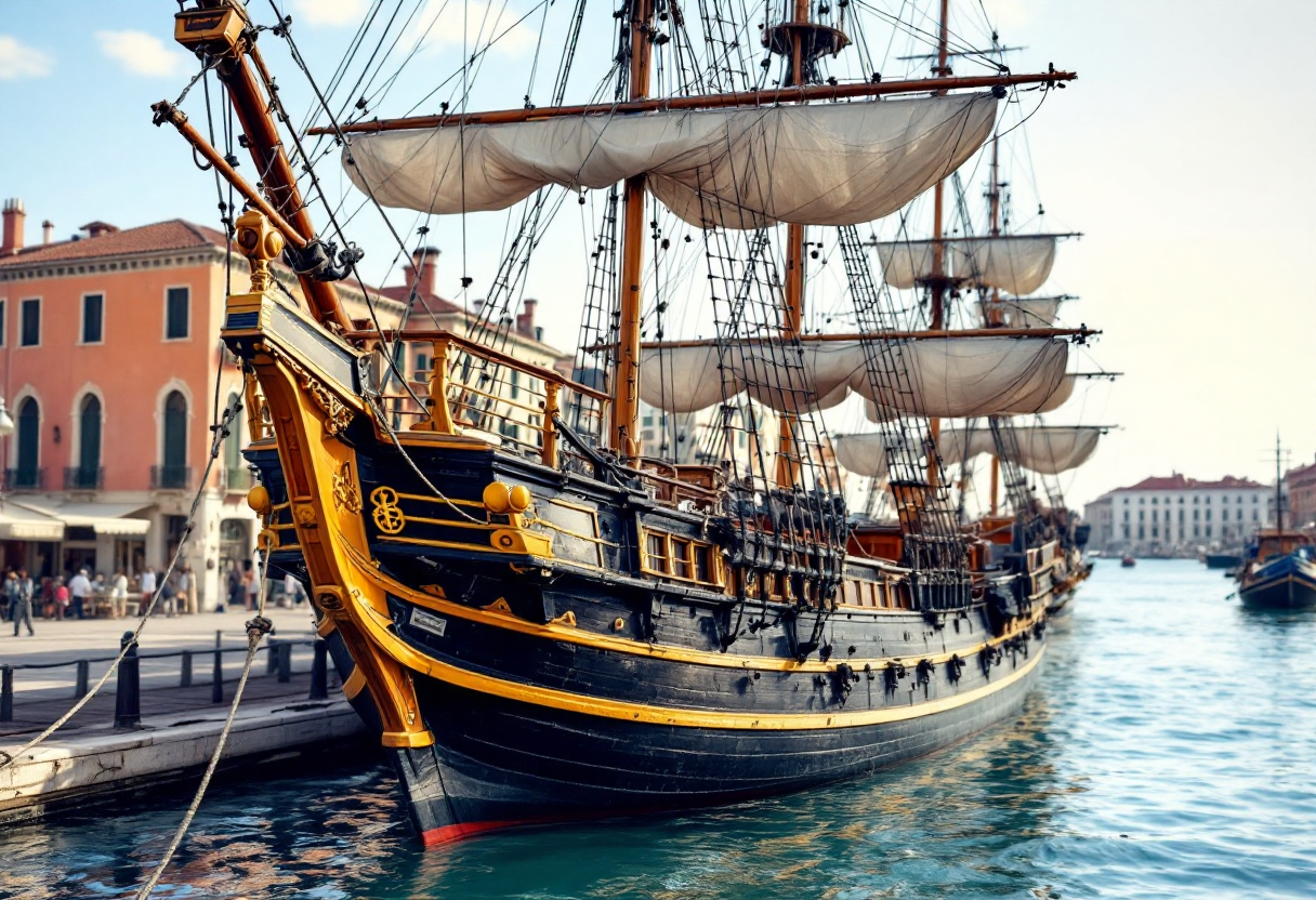 Nave scuola Amerigo Vespucci ormeggiata a Venezia