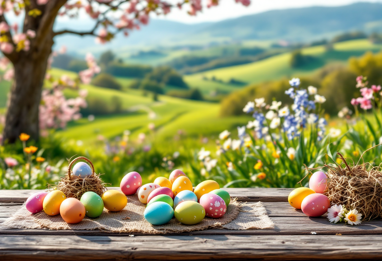 Famiglie che partecipano a attività pasquali in Italia