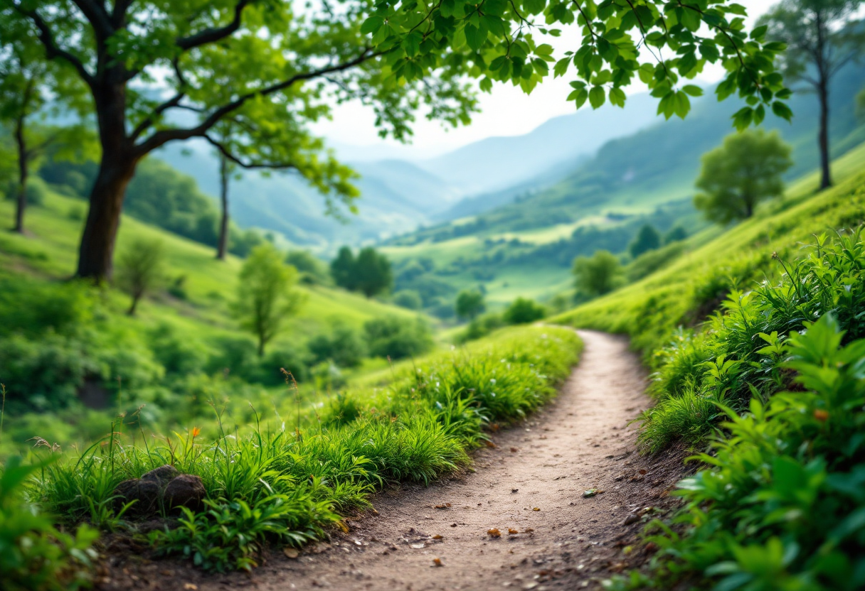 Immagine del cammino tra paesaggi naturali e resilienza
