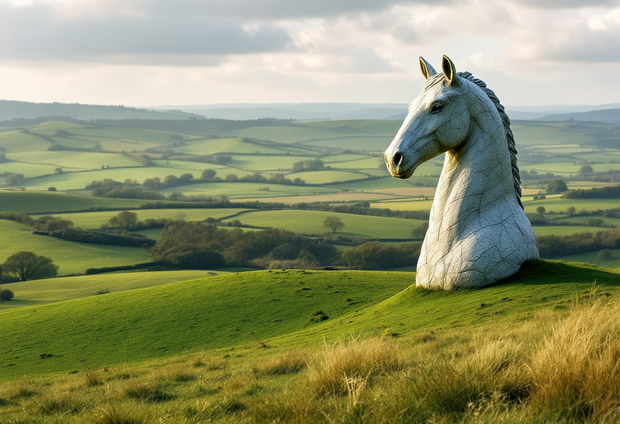 Immagine del Cavallo Bianco di Uffington nel paesaggio