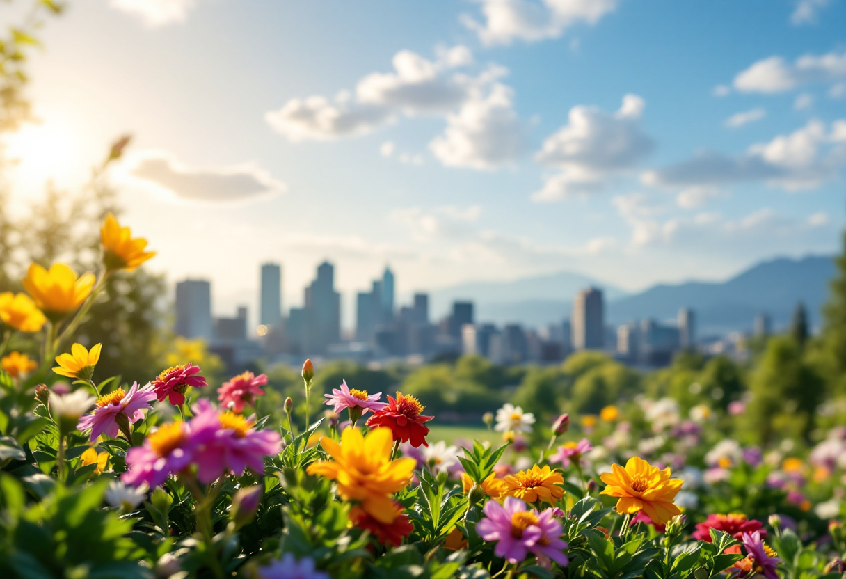 Panorama di Vancouver con cielo sereno e montagne