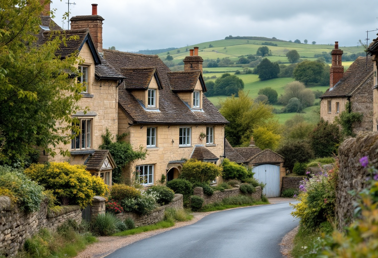 Panorama dei villaggi pittoreschi delle Cotswolds