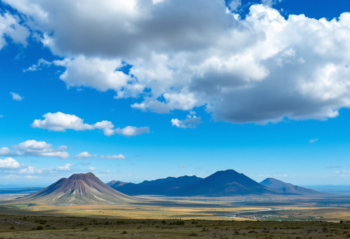 Panorama dei vulcani dell'Auvergne in Francia