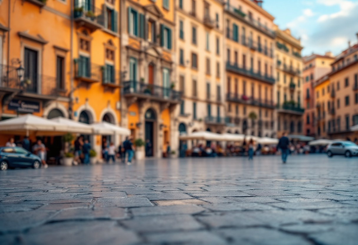 Vista panoramica di Bari con turisti e monumenti storici