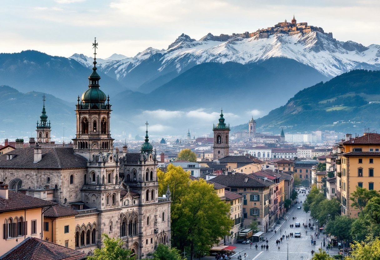 Panorama di Bergamo con storia e modernità in evidenza