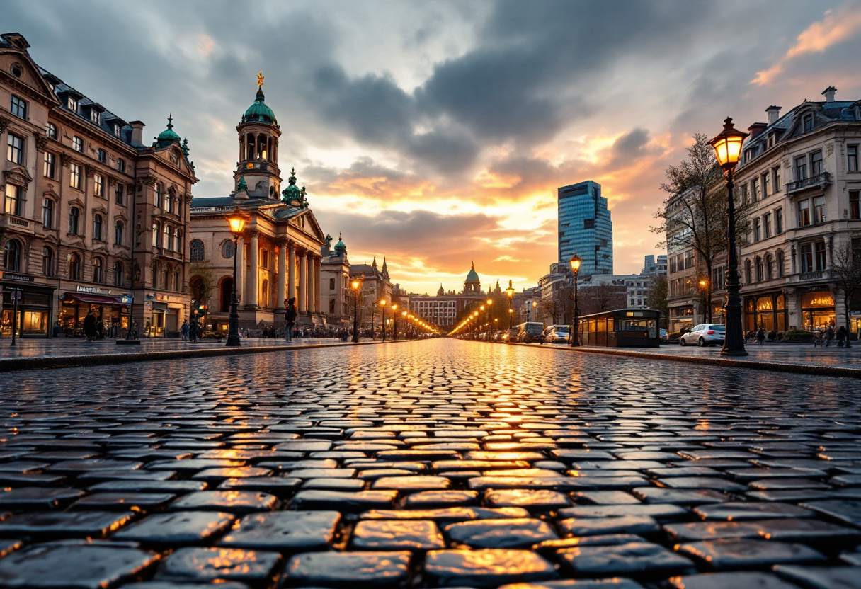 Panorama di Berlino con monumenti storici e moderni
