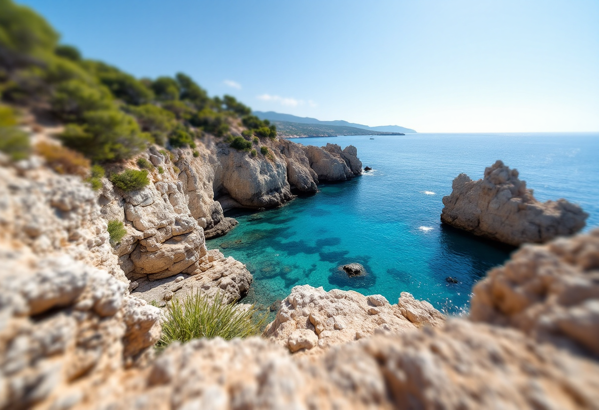 Vista panoramica di Cala Biriola in Sardegna