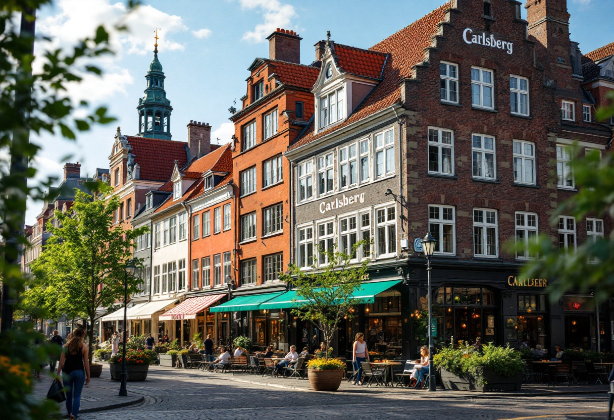 Vista del quartiere Carlsberg a Copenhagen, Danimarca