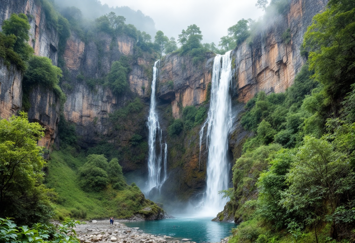 Vista panoramica della cascata di Maletsunyane