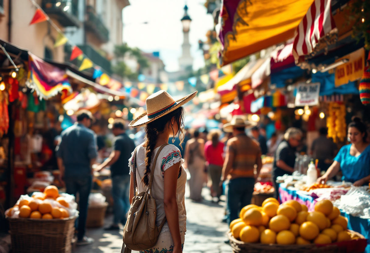 Festeggiamenti del Cinco de Mayo con bandiere messicane