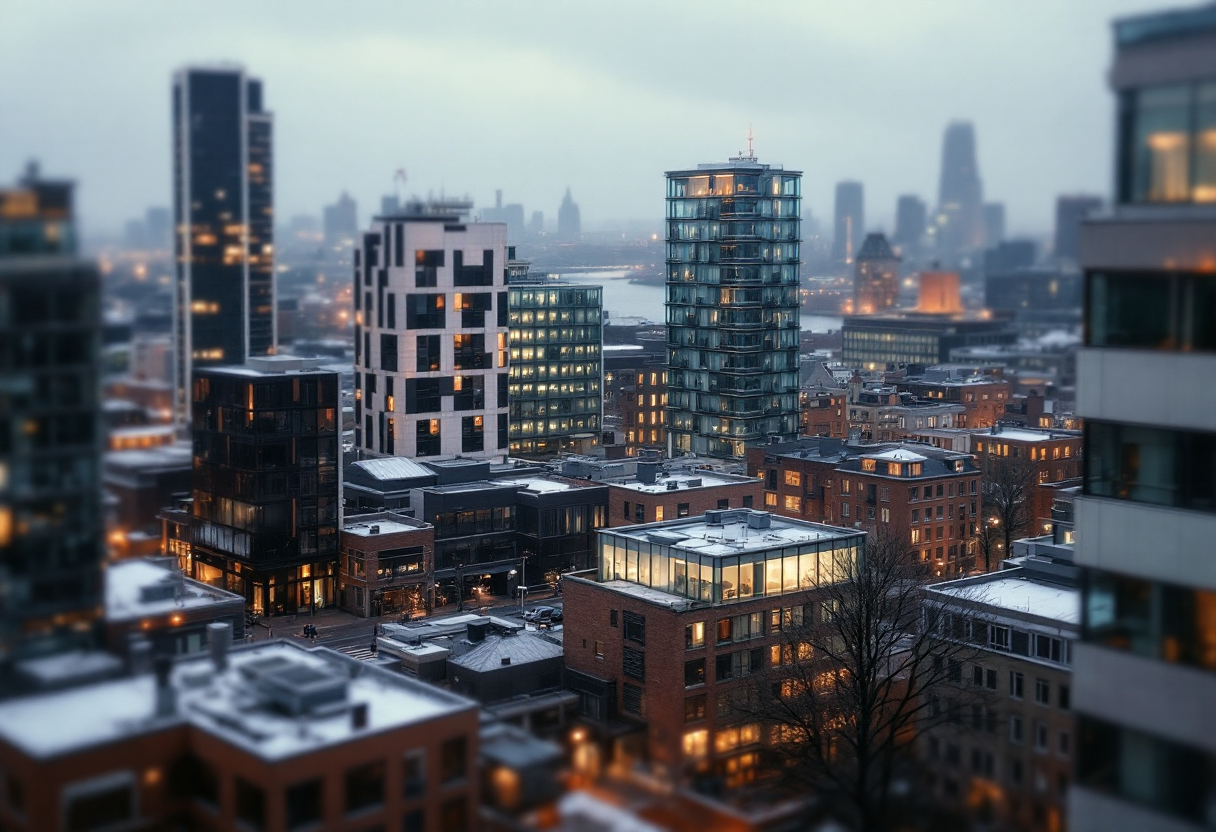 Panorama di Rotterdam con architettura moderna e canali