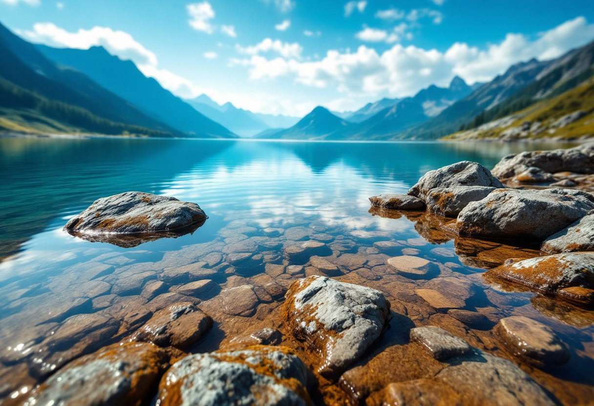 Vista panoramica del lago Morskie Oko in Polonia