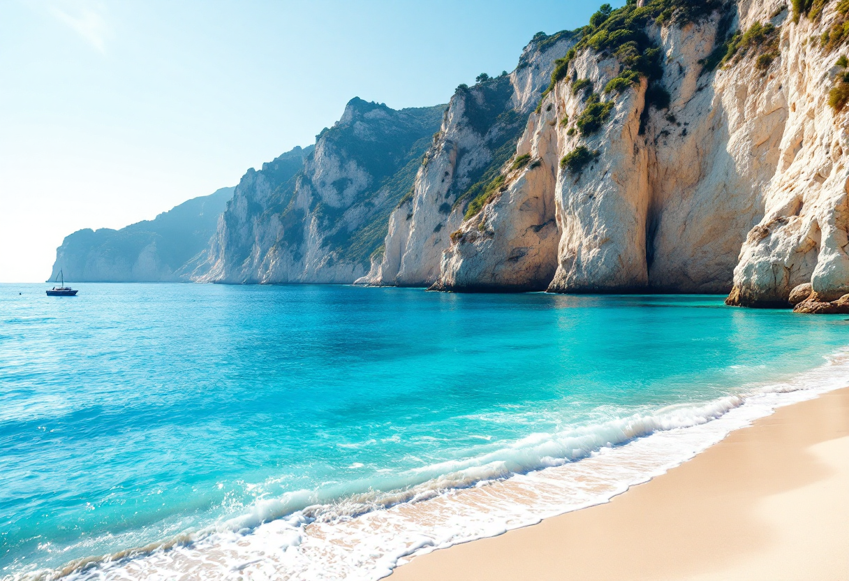 Panorama di una spiaggia paradisiaca in Europa